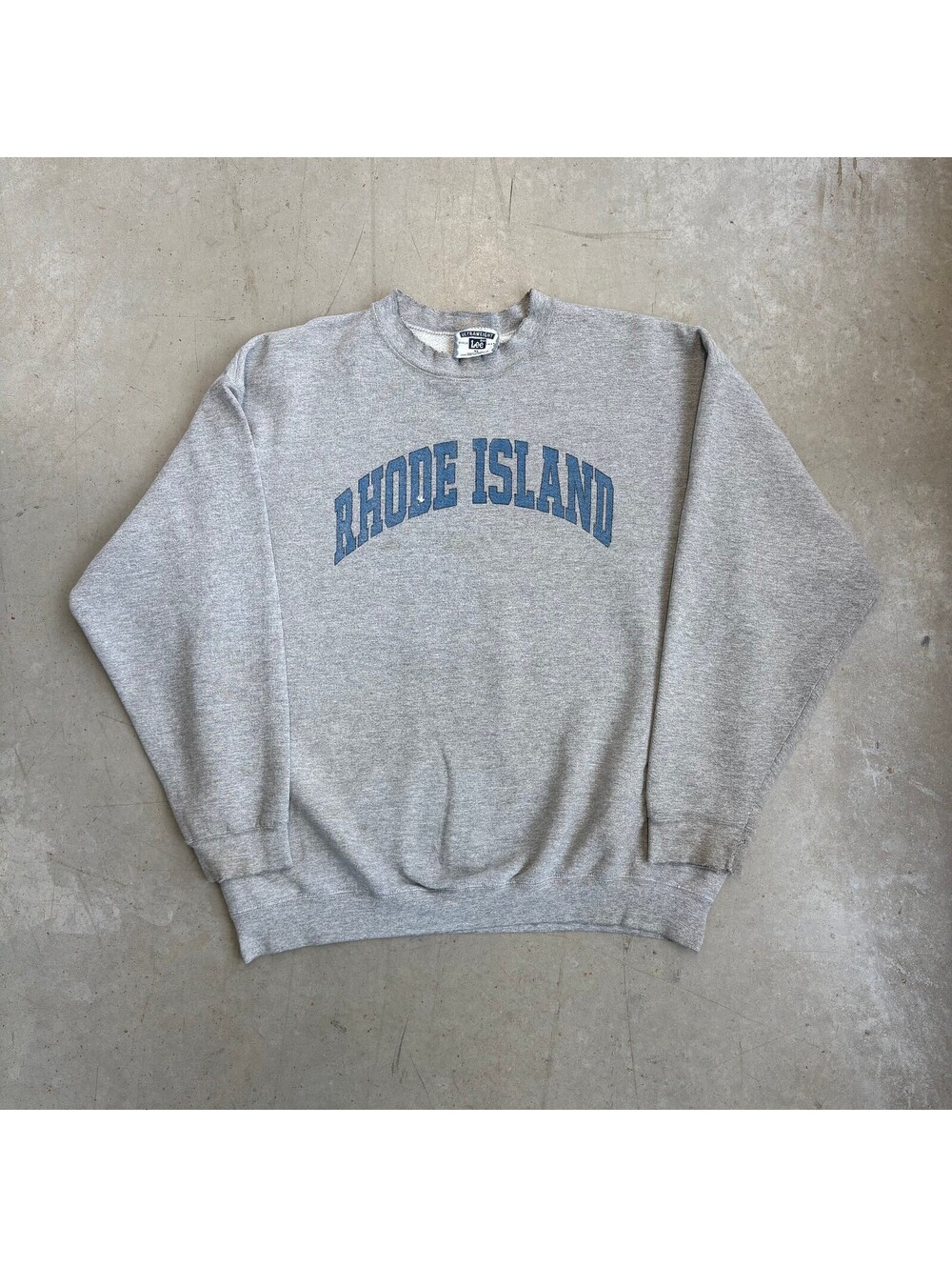 Vintage 90s Rhode Island Spellout Flawed Graphic Sweatshirt Extra Large Gray